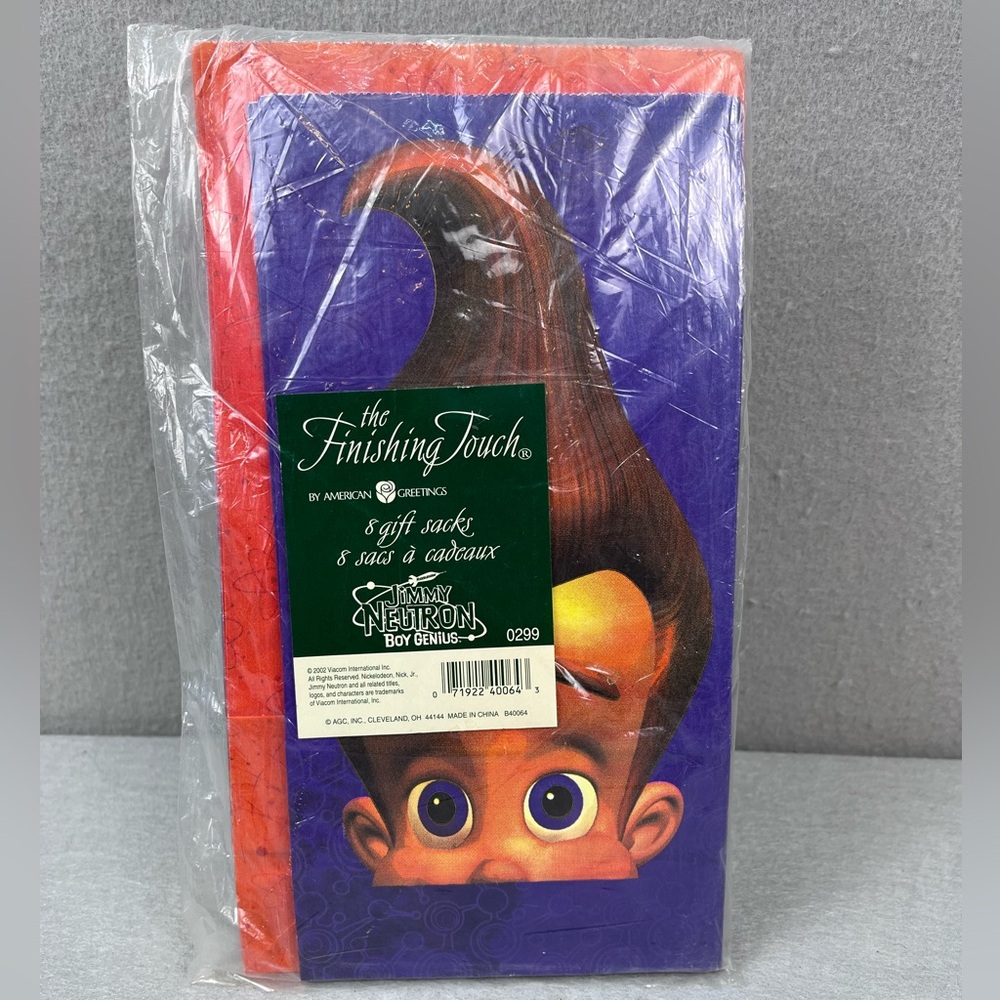 RARE 2002 Jimmy Neutron Boy Genius 8 Gift bags American Greetings Party Favors